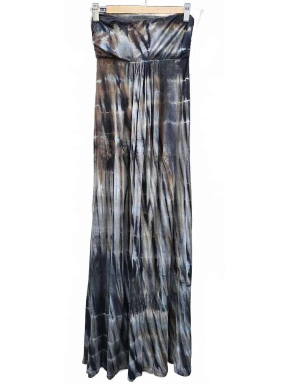 Lani Strapless Tie Dye Boho Maxi Dress - Blue, Black, Grey and Brown Sm/Med